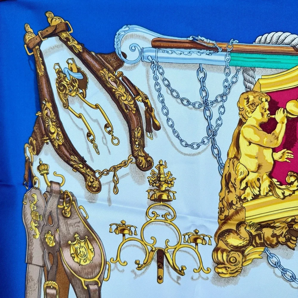 Hermès Musée Silk Scarf Carré 90 Philippe Ledoux Blue Nautical With Box - Picture 9 of 15